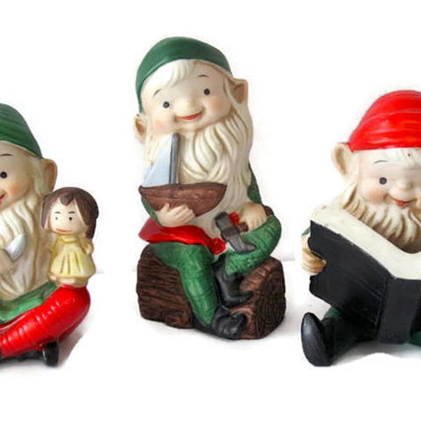 Trio of Vintage Homco Christmas Elves