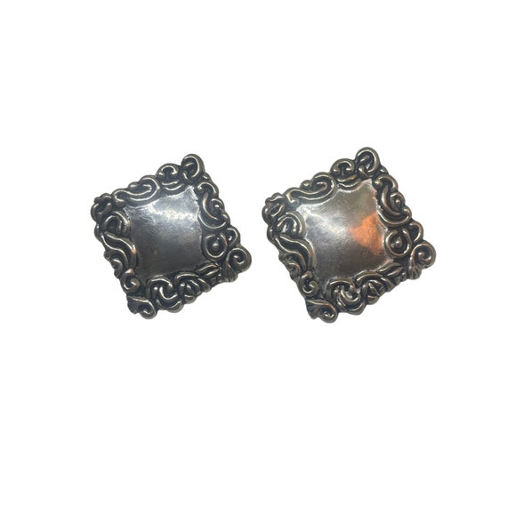 Sterling Silver Square Earrings for Pierced Ears … - image 1