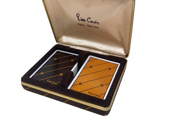 Two Complete Sets of Vintage Pierre Cardin Playing Cards in Designer Case