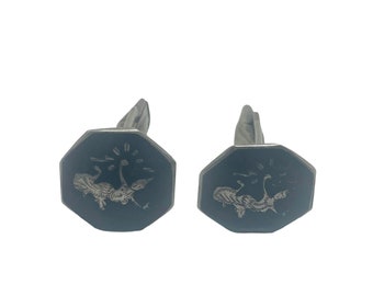 Sterling Cufflinks Made in Siam with Asian Dancers
