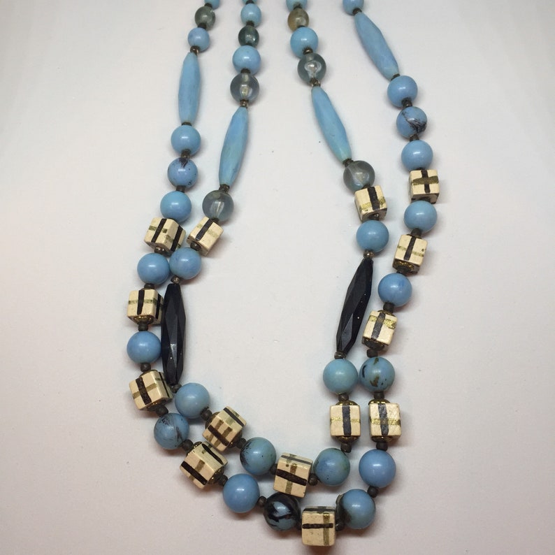 Made in Germany Turquoise and Brown Beaded Necklace Mid - Etsy