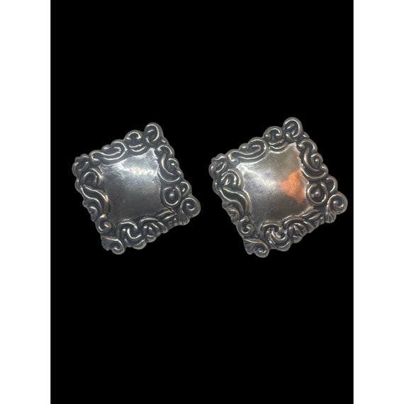 Sterling Silver Square Earrings for Pierced Ears … - image 2