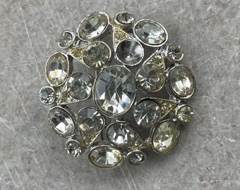 Signed Coro Rhinestone Brooch Missing Stone