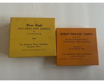 2 Sets Dolch Sight Word and Sight Phrase Boxed Flashcards 1949 with directions