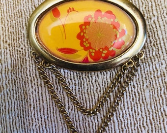 Avon Oval Brooch with Chains