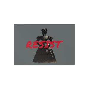 Postal feminista RESIST / Tarjeta artística de mujer victoriana / Papelería Timeless Rebels / Postal de historia de la mujer / Regalo feminista vintage