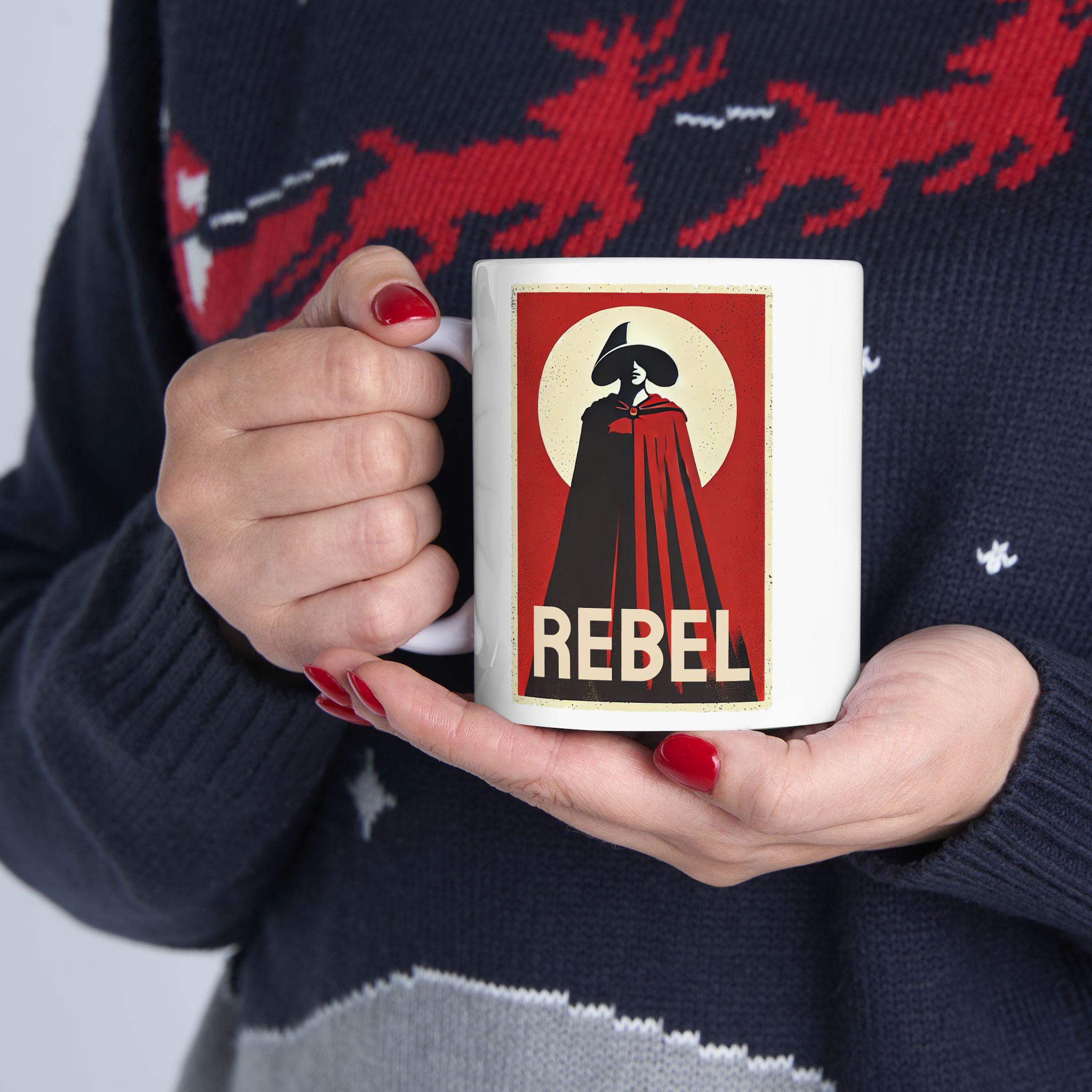 REBEL Coffee Mug | Dystopian Feminist Protest Mug | Handmaid Resistance Gift | Political Activism Cup | Women's Rights Coffee Mug