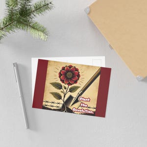 Plantez la carte postale de la révolution | Art protestataire féministe | Impression de résistance botanique | Papeterie Radical | postale politique | Le pouvoir des fleurs
