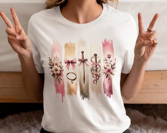 Girl Power T-Shirt, Romantasy Design for Book Lovers, Sword Design, Brush Stroke Design
