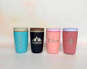 Taza de camping/termo para aventuras al aire libre de acero inoxidable con aislamiento térmico personalizado (350 ml)