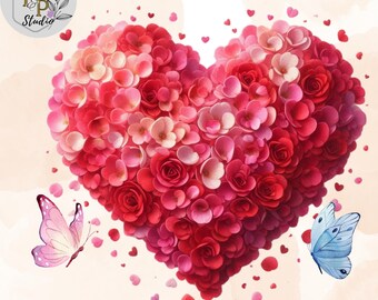 Blumen Herz Wandbild (Digitaler Download)