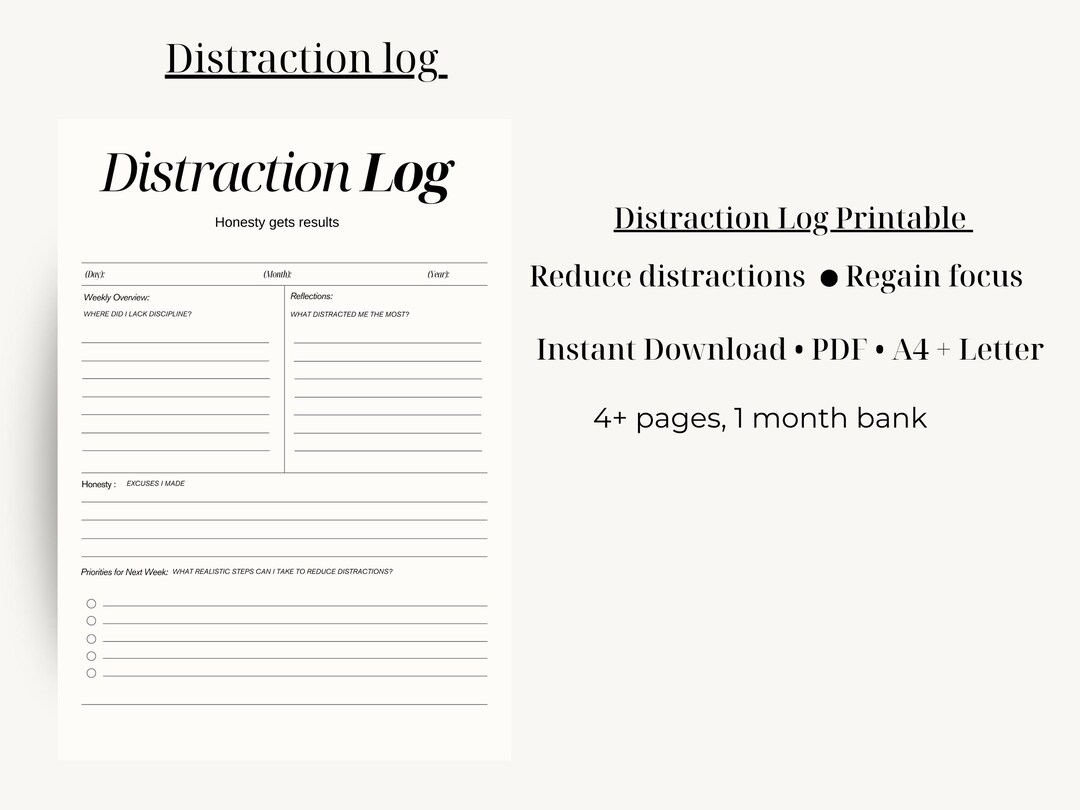 Focus Tracker Worksheet | Productivity & Clarity Journal PDF ...