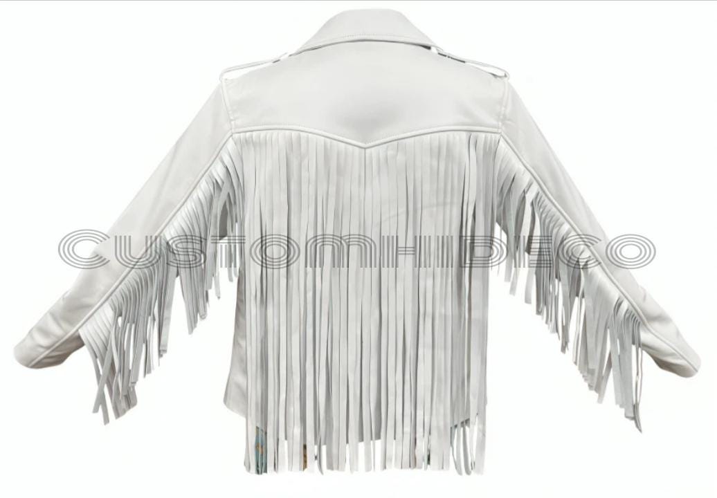 Handmade Fringe Leather Biker Jacket: Western Boho Style