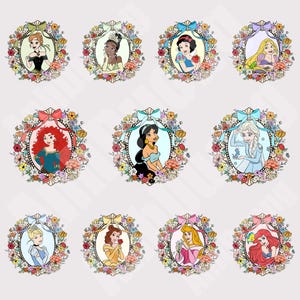 Cartoon Princess PNG Clipart Bundle, Princess Coquette Bow Png, Family Trip Png, Family Vacation Png, Magical Kingdom, Princess Squad Png