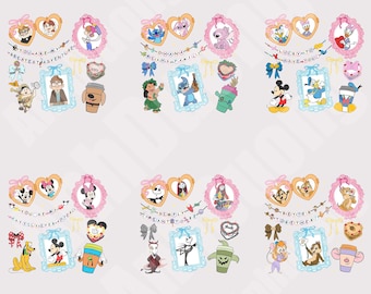 Trendy Cartoon Heart Magical Mirror Bow Png Bundle, Cartoon Movies Coquette Png, Family Vacation Png, Princess Family Shirt, Png File