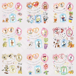 Cartoon Coquette Heart Mirror with Bow PNG Bundle, Cartoon Characters Shirt Png, Toy Friends Png, Lightning Car Png, Mouse Safari Trip Png