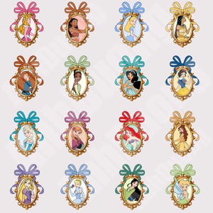 Bundle Vintage Watercolor Princess Squad Coquette Magical Mirror Bow Png, Girls Trip, Princess Characters Baby Girlies Png, Digital Download