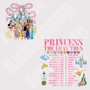 Bundle Watercolor Princess Coquette Bow Png, Girls Trip Png, Princess Family Matching Shirt, Cartoon Coquette Bow Png, Family Trip, Png File