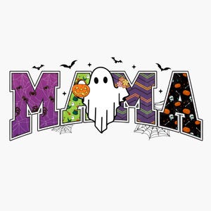 Retro Mama Halloween Png, Halloween Mama, Varsity Png, Mom Life Png, Trendy Png, Retro Png, Checkered Png, Cute Ghost Mom Halloween Png