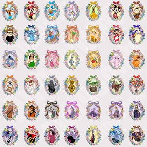 40+ Cartoon PNG Clipart Bundle, Schurken Kokette Bogen Digitales Papier, lustige Cartoon Freunde Sublimation, Familienreise Png, Familienurlaub Png