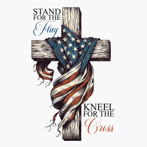 American Flag Cross Png, Christian 4th Of July Png, Faith Love Freedom, God Bless America, USA Fourth Of July Png, Independence Day,Png File