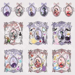 Cartoon Magical Mirror Bow Png Bundle, Villain Princess Coquette Png, Family Vacation Png, Family Trip, Princess Squad Png, Png File