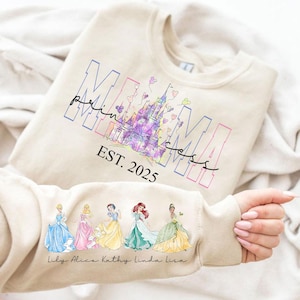 Custom Mama Princess shirt png, Mama Est with Kid Name on Sleeve Png,Personalized Mom Png, Mother&#39;s Day Png,Custom Mothers Day Gift,Png File