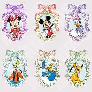 Vintage Watercolor Mouse Coquette Magical Mirror Bow Png Bundle, Magical Mirror Bow Png, Family Vacation Png, Family Trip Png