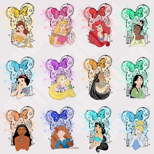 Cartoon PNG Clipart Bundle, Princess Coquette Bow Digital Paper, Family Vacation Png, Funny Cartoon Friends Sublimation, Friend Squad Png