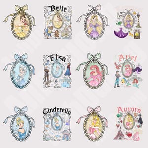 Cartoon Magical Mirror Bow Png Bundle, Villain Princess Coquette Png, Family Vacation Png, Watercolor Villain Coquette Bow Png, Png File