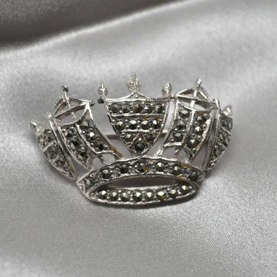 Plata Esterlina Oval seguridad Broche De Filigrana Broche 4 pearls-beads ~ 15 X 6 Mm