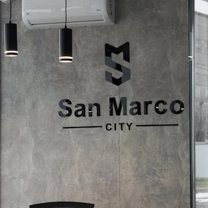 Custom Acrylic Business Wall Sign for Office or Lobby, Personalized Company Name Display with Mounting Template, Easy Modern Installation