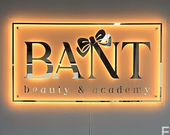 Custom Acrylic Beauty Salon Sign for Studio Decor, Personalized Beauty Academy Lighted Wall Sign