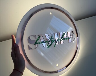 Acrylic Wall Logo Sign, Custom Round Business Sign, Reception Wall Decor, Beauty Studio Sign Minimalist Office Decor, Personalized Name Sign