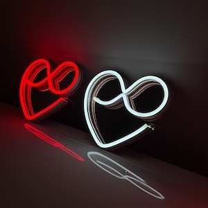 Heart Infinity LED Wall Sign with Love You Script, Neon-Style Romantic Light for Bedroom, Couple Gift, Anniversary, Engagement or Photo Prop