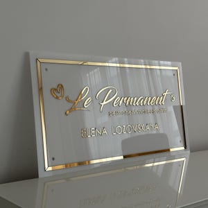 Custom Acrylic Business Logo Sign, Gold Wall Sign for Beauty Studio or Office, Elegant Personalized Plaque for Salon or Makeup Artist