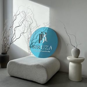 Round Acrylic LED Wall Sign, Custom Beauty Logo with Backlight, Lighted Business Sign for Salon, Spa, Nail or Hair Studio Branding