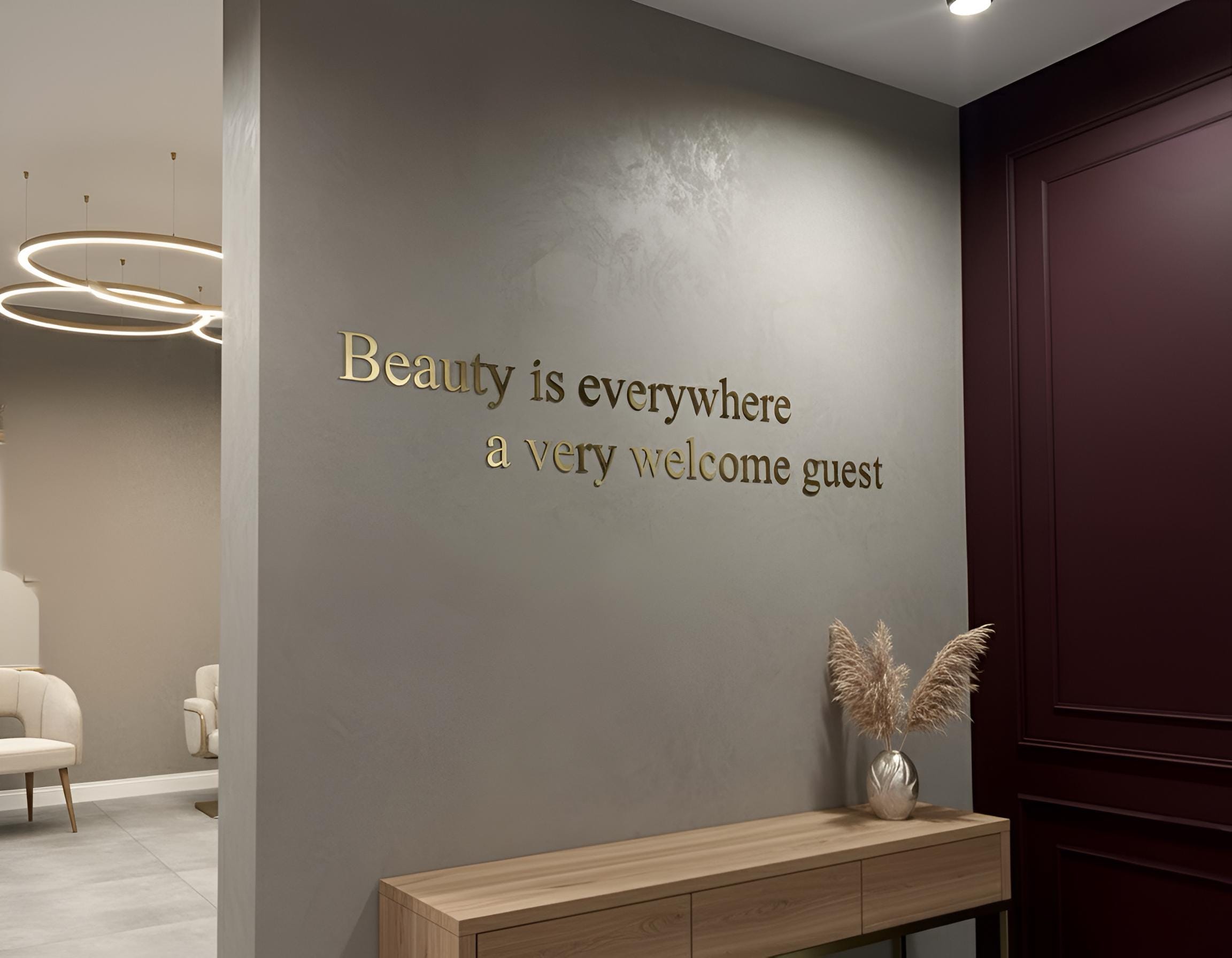Interior Lettering Acrylic Gold Wall Letters for Salon or Boutique Modern Interior Decor ...