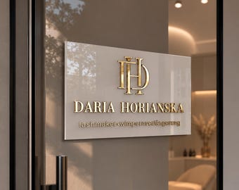 Acrylic Business Logo Sign, Custom Office Door Sign for Beauty Studio, Lash Room or Spa, Personalized Professional Wall Name Plate