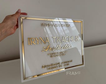 Business Custom Door Sign, Acrylic Gold Wall Sign, Beauty Studio Name Plate, Office Branding