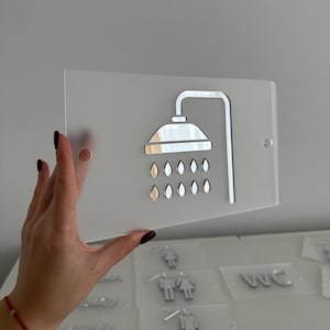 Acrylic Toilet Sign, Restroom Door Sign, Bathroom Symbol Plaque, Unisex WC Sign, Male Female Icons, Transparent Toilet Sign, Office Bathroom