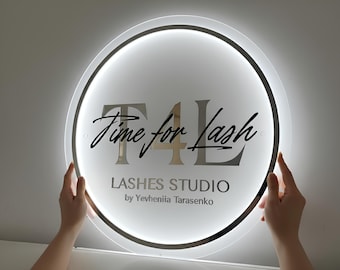 Custom Backlit Acrylic Business Logo Sign, Round Wall Sign