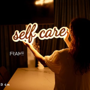 Placa de LED personalizada para estúdio de bem-estar, decoração de parede de autocuidado, placa iluminada personalizada para sala de ioga, spa, espaço de terapia ou sala de atenção plena