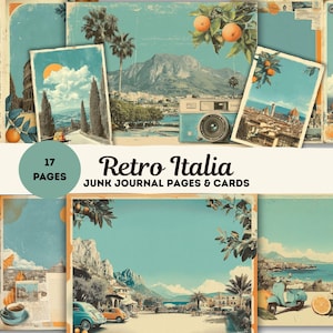Retro Italia Junk Journal Kit – 17 Vintage Italian Printable Pages & Ephemera | Travel Collage Scrapbook Kit | Tuscany Amalfi Rome Set