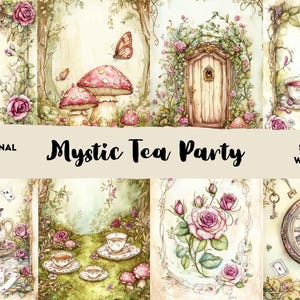 Mystic Tea Party – Cartes et étiquettes de journal indésirable enchanté