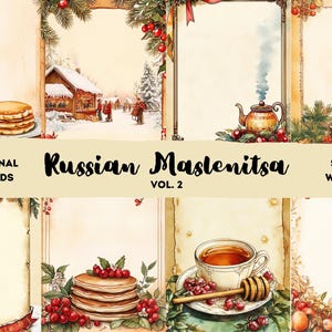Rosyjska Maslenitsa Vol.2 – Vintage Junk Journal 5x7 Kartki i Tagi