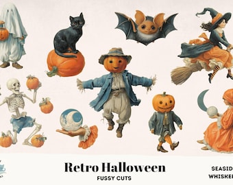 Retro Halloween Ephemera - Vintage Fussy Cuts for Junk Journals (Printable)