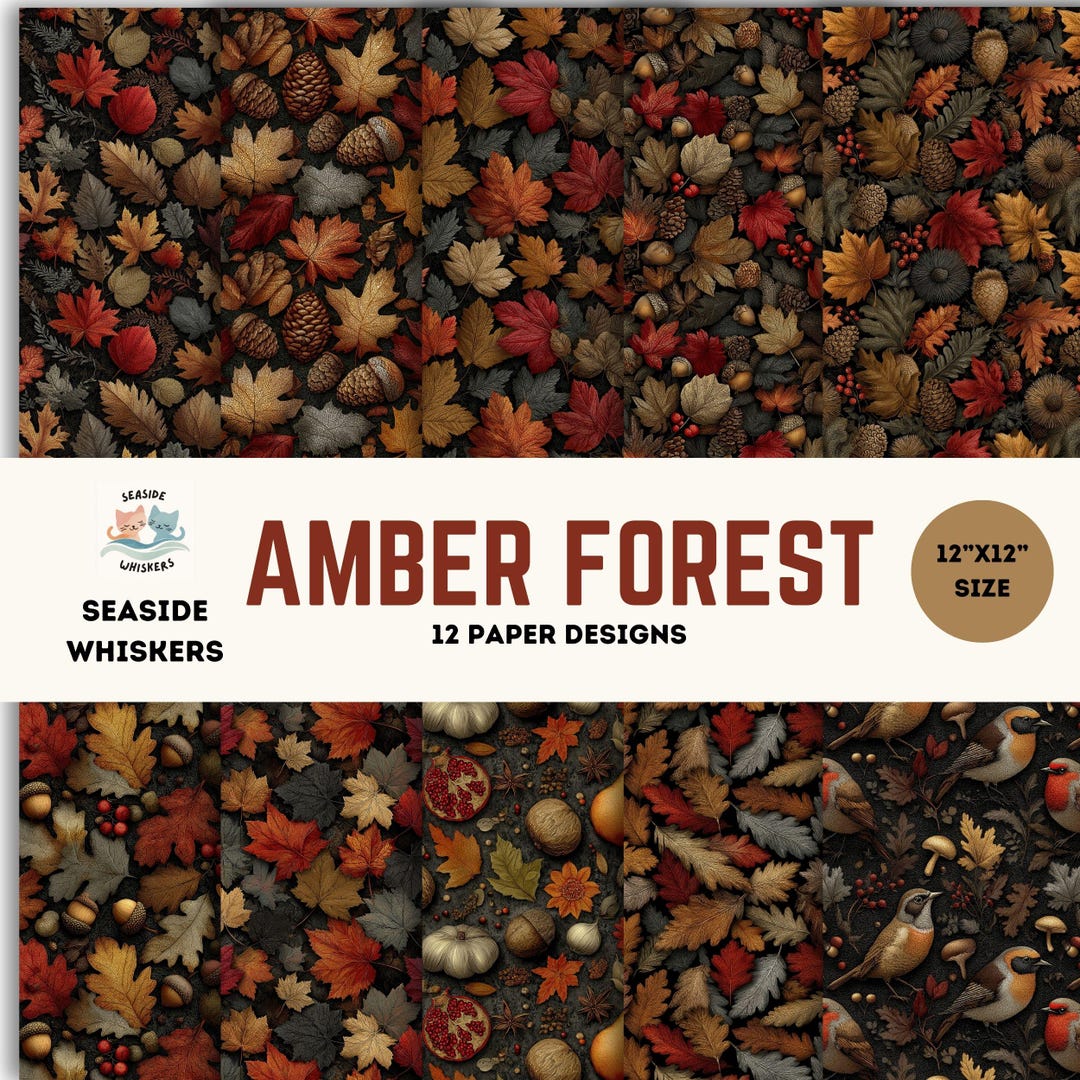 Amber Forest Digital Paper Pack | Autumn Scrapbook Backgrounds | Fall ...