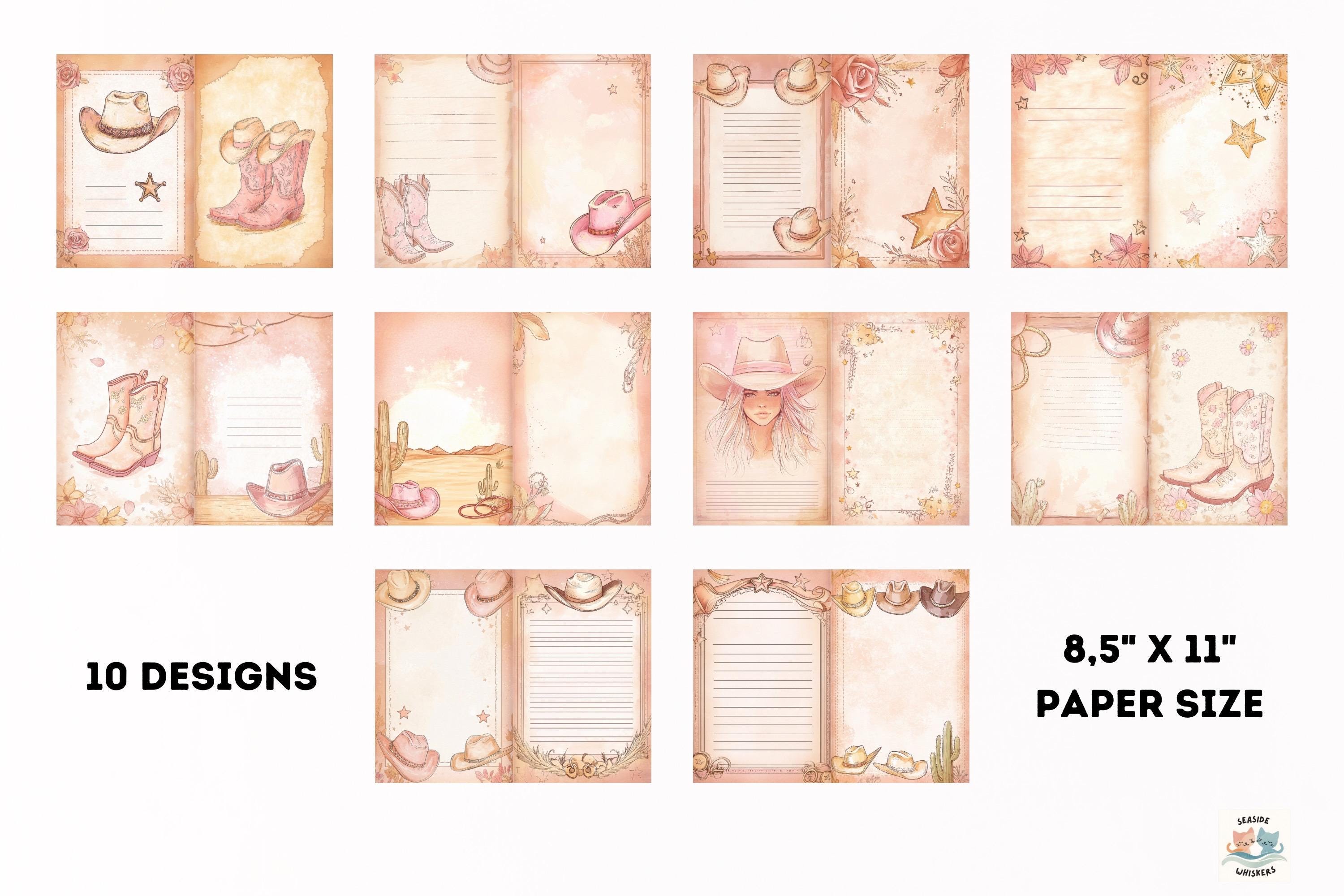Rustic Rodeo Scrapbook Paper Pink Rodeo Cowgirl Junk Journal Pages – Western Digital Paper, Vintage ...