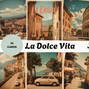 La Dolce Vita Italy Junk Journal Cards – 24 Vintage Printable Italian Travel Ephemera for Scrapbooking & Collage